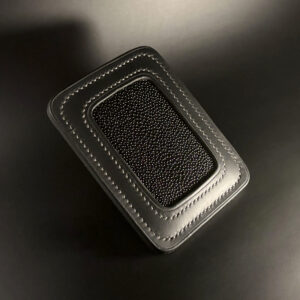 Unique sleek and slimline black and pebbled stingray handstitched card wallet